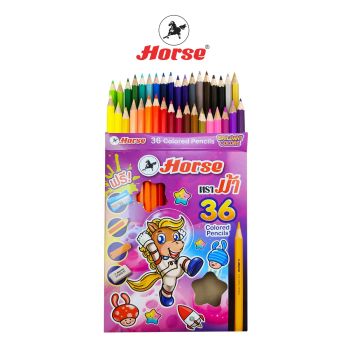 HORSE ตราม้า ดินสอสีไม้ยาว 36สี+กบเหลา รุ่นใหม่  BRILLIANT COLORS จำนวน 1 กล่อง