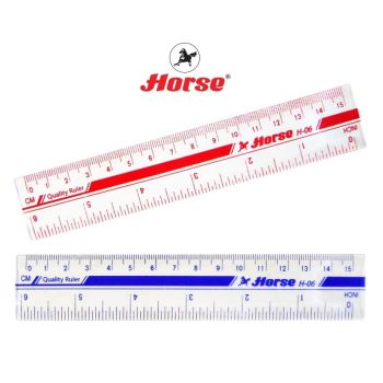 HORSEตราม้า ไม้บรรทัดพลาสติก รุ่น H-06 ขนาด 6 นิ้ว - คละสี (บรรจุ 12 อัน/แพ็ค)