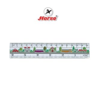 HORSE ตราม้า ไม้บรรทัดพลาสติก 6 นิ้ว ลายแฟนซีบ้าน จำนวน 1 อัน