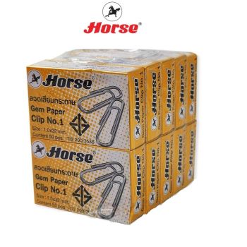 HORSE (ตราม้า) ลวดเสียบ คลิปหนีบ หัวกลม NO.1 32มม. 50ตัว/กล่อง  บรรจุ 10 กล่อง / แพ็ค จำนวน 1 แพ็ค