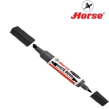 HORSE ตราม้า ปากกาไวท์บอร์ด 2 หัว สีเดียว จำนวน 1 ด้าม - สีดำ