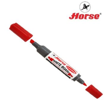 HORSE ตราม้า ปากกาไวท์บอร์ด 2 หัว สีเดียว จำนวน 1 ด้าม - สีแดง
