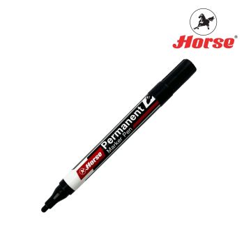 Horse (ตราม้า)  ปากกามาร์คเกอร์(ปากกาเคมี) หัวกลม ขนาด 2.0มม. H-44 ตราม้า จำนวน 12แท่ง/ กล่อง - ดำ