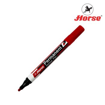 Horse (ตราม้า)  ปากกามาร์คเกอร์(ปากกาเคมี) หัวกลม ขนาด 2.0มม. H-44 ตราม้า จำนวน 12แท่ง/ กล่อง - แดง