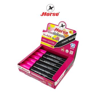 HORSE (ตราม้า) ปากกาเน้นข้อความ ตรามม้า H-444  จำนวน 12 ด้าม/กล่อง - ชมพู