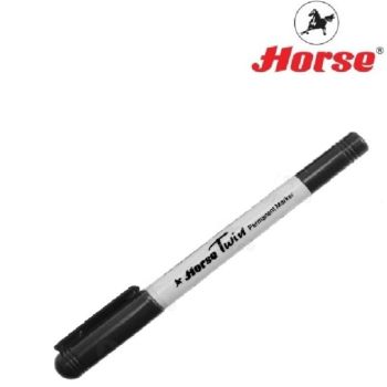 HORSEตราม้า ปากกาเคมี 2หัว หัวกลม 2มม./4มม. H-41 จำนวน 1ด้าม - ดำ