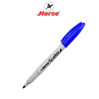 Horse (ตราม้า) ปากกาเคมี หัวเดียว สคริบบี้ (Scrribie) ตราม้า บิสเตอร์การ์ด จำนวน 1 แพ็ค - สีน้ำเงิน