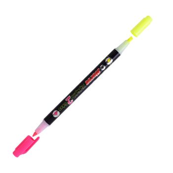 HORSE  ปากกาเน้นข้อความ 2 หัว 2สี ตราม้า H-022   จำนวน 1 ด้าม - เหลือง+ชมพู