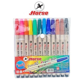 HORSE (ตราม้า) ปากกาสีน้ำ (ปากกาเมจิก) ตราม้า ชุด12สี H-112 จำนวน 1 ชุด