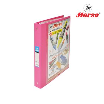 HORSE ตราม้าแฟ้มสอดแคตตาล็อก 3 ห่วง ตราม้า H-332 จำนวน 1 เล่ม พร้อมซองใส 11 รู 20 ซอง - ชมพู