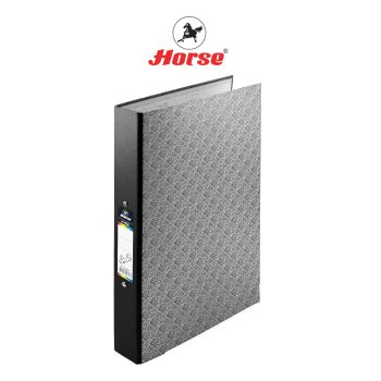 HORSE (ตราม้า) แฟ้มห่วง 2 ห่วง ปกกระดาษ ลายไทย 3.5 ซม. ขนาด F/C H-926    จำนวน 1 เล่ม - สีดำ