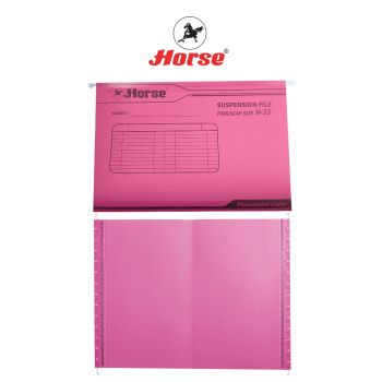 HORSE (ตราม้า) แฟ้มแขวน ปกกระดาษ สีสะท้อนแสง ตราม้า H-33 ขนาด  F/C ตราม้า    จำนวน 1 เล่ม - สีชมพู