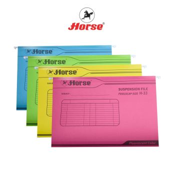 สีเหลือง - HORSE (ตราม้า) แฟ้มแขวน สีสะท้อนแสง ตราม้าH-33 ขนาด  F/C ตราม้า บรรจุ 25 เล่ม / กล่อง   จำนวน 1 กล่อง