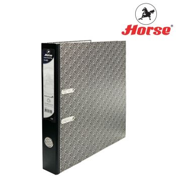 HORSE (ตราม้า) แฟ้มสันกว้าง 2 นิ้ว ปกกระดาษ ขนาด A4 ก้านยก ตราม้า H-423    จำนวน 1 เล่ม - ดำ