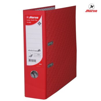 Horse ตราม้า  แฟ้มสันกว้าง 3 นิ้ว A4  แบบ ก้านยก H-403     จำนวน 6 เล่ม/แพ็ค จำนวน 1 แพ็ค - สีแดง