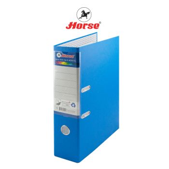 Horse ตราม้า แฟ้มสันกว้าง 3 นิ้ว ก้านยกปกกระดาษหุ้มPVC H-405 ตราม้า ขนาด F/C คละสี จำนวน 1 เล่ม - น้ำเงิน
