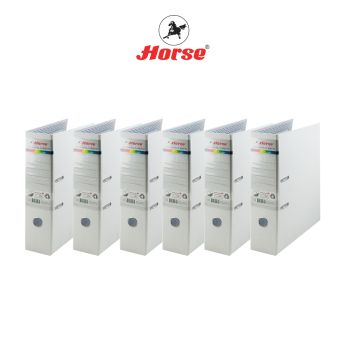 Horse (ตราม้า) แฟ้มสันกว้าง 3 นิ้ว ก้านยกปกกระดาษ หุ้มPVC  H-405 ตราม้า ขนาด F/C คละสี  แพ็คละ 6 เล่ม จำนวน 1 แพ็ค - สีเทา