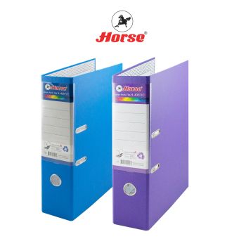 Horse ตราม้า แฟ้มสันกว้าง 3 นิ้ว ก้านยกปกกระดาษหุ้มPVC H-405 ตราม้า ขนาด F/C คละสี จำนวน 1 เล่ม - ม่วง