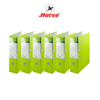 Horse (ตราม้า) แฟ้มสันกว้าง 3 นิ้ว ก้านยกปกกระดาษ หุ้มPVC  H-405 ตราม้า ขนาด F/C คละสี  แพ็คละ 6 เล่ม จำนวน 1 แพ็ค - สีเขียวออ่น