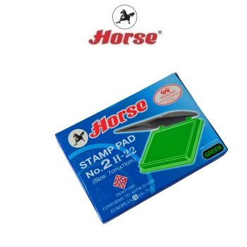 HORSE ตราม้า แท่นประทับตรา Horse No.2 แบบพลาสติก H-22 (Size 7cm.x11cm.) จำนวน 1 อัน - สีเขียว