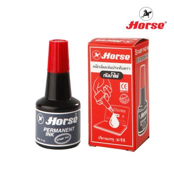 Horse ตราม้า หมึกเติมแท่นชนิดกันน้ำ ขนาด 30cc ตราม้า บรรจุ 12 ขวด/แพ็ค - สีแดง
