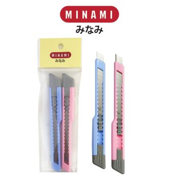 MINAMI (มินามิ) มีดคัตเตอร์ พลาสติก สีพลาสเทล  ตรามินามิ แพ็ค 2 อัน จำนวน 1 แพ็ค