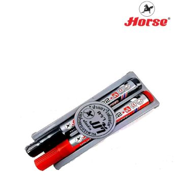 Horse (ตราม้า ) ชุดแปรงลบกระดาน + ปากกาไวท์บอร์ด H-22  จำนวน 1 ชุด - แดง-ดำ