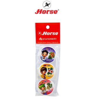 Horse ตราม้า ยางลบดินสอ ทรงกลม ลาย AEC  H-02 จำนวน 3 ก้อน/แพ็ค