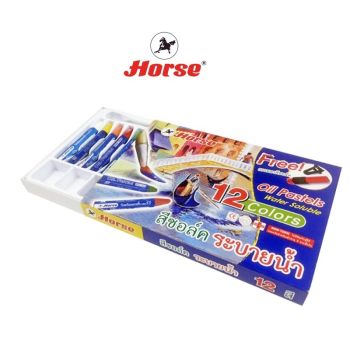 HORSEสีชอล์คระบายน้ำได้แท่งจัมโบ้กล่อง 12 สีตราม้า