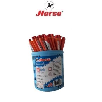HORSE ตราม้า ปากกาลูกลื่น ด้ามกด 0.7มม. H-01 สีแดง (แพ็คX50ด้าม)