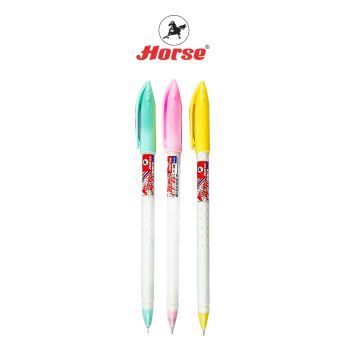 HORSE (ตราม้า) ปากกาลูกลื่น แบบปลอก สีพาสเทล 0.5 มม. H-08   ตราม้า หมึกน้ำเงิน จำนวน 1 ด้าม