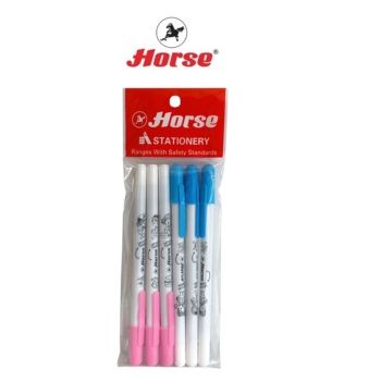 Horse ตราม้า ปากกาลูกลื่น แบบปลอกสวม  0.7 มม. ลายการ์ตูน H-10 1X6 ด้าม จำนวน 1 แพ็ค