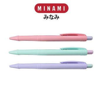 MINAMI (มินามิ) ปากกาลูกลื่น แบบกด 0.7 มม. ตรามินามิ MI-3002 ด้ามสีพลาสเทล  3 ด้าม / แพ็ค จำนวน 1 แพ็ค