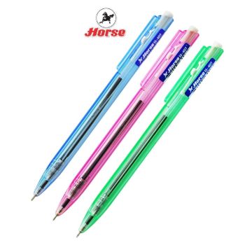 HORSE ตราม้า ปากกาลูกลื่น แบบกด  ด้ามเหลี่ยม 0.5มม. H-407    บรรจุ 3ด้าม /แพ็ค  จำนวน 1 แพ็ค