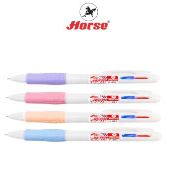 Horse (ตราม้า) ปากกาลูกลื่น 2 หัว 2 สี ตราม้า H-001 แบบกด 0.7 mm. ด้ามสีขาวทึบ จำนวน 1 ด้าม