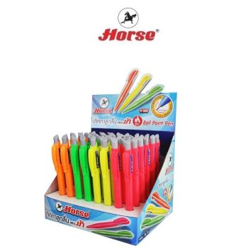 HORSE ตราม้า ปากกาลูกลื่น แบบกด 0.7 H-1000 คละสี จำนวน 48ด้าม/กล่อง