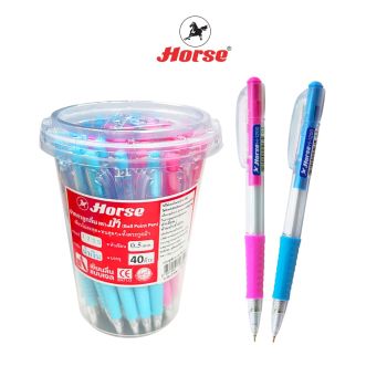 HORSE (ตราม้า) ปากกาลูกลื่น แบบกด 0.5 มม.H-1200 บรรจุ 40ด้าม/กระป๋อง จำนวน 1 กระป๋อง