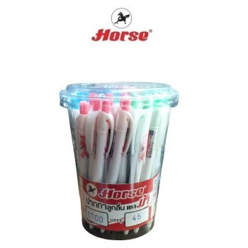 HORSE (ตราม้า) ปากกาลูกลื่น แบบกด 0.5 มม.H-1700 บรรจุ 45ด้าม/กระป๋อง   จำนวน 1 กระป๋อง