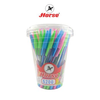 Horse (ตราม้า)  ปากกาลูกลื่นH-5200  แบบฝา 0.7 mm. ตราม้า สีพาสเทล บรรจุ 50 ด้าม / กระป๋อง จำนวน 1 กระป๋อง
