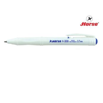 หมึกน้ำเงิน - HORSE ตราม้า ปากกาลูกลื่นแบบกด  0.7 MMH-3000 จำนวน 1 ด้าม