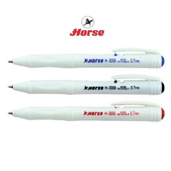 HORSE ตราม้า ปากกาลูกลื่นแบบกด  0.7 MMH-3000    จำนวน 1 ด้าม - หมึกแดง