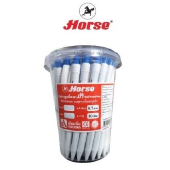 HORSE ตราม้า ปากกาลูกลื่นกด H-3000    จำนวน 50 ด้าม/กระป๋อง - น้ำเงิน