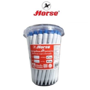 HORSE ตราม้า ปากกาลูกลื่นกด H-3000    จำนวน 50 ด้าม/กระป๋อง - ดำ