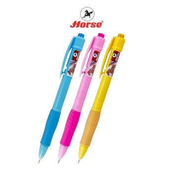 HORSE (ตราม้า )ปากกาลูกลื่น ด้ามกด 0.5มม. H-4001 - สีน้ำเงิน คละสี จำนวน 1ด้าม