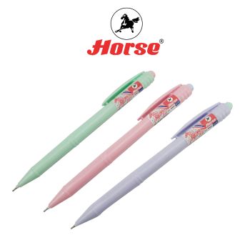 HORSE (ตราม้า) ปากกาลูกลื่น แบบกด 0.7 มม. ตราม้า H-3002 สีพลาสเทล  จำนวน 1 ด้าม
