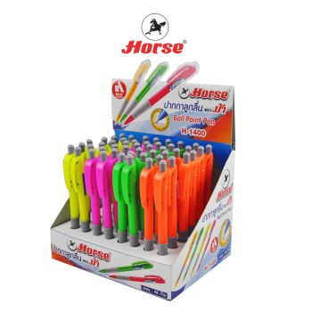 HORSE (ตราม้า) ปากกาลูกลื่น แบบกด 0.7มม. ตราม้า H-1400 (บรรจุ 48 ดาม/แพ็ค) จำนวน 1 แพ็ค