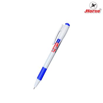 HORSE ตราม้า ปากกาลูกลื่น กด  0.7 mm. H-802 ด้ามขาว  จำนวน 1 ด้าม - หมึกน้ำเงิน