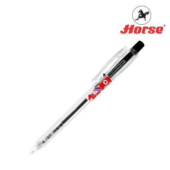 Horse(ตราม้า) ปากกาลูกลื่น แบบกด  0.7 mm.  ตราม้า H-901 ด้ามใส จำนวน 1 ด้าม - หมึกดำ