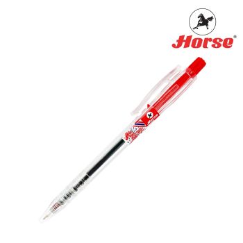 Horse(ตราม้า) ปากกาลูกลื่น แบบกด  0.7 mm.  ตราม้า H-901 ด้ามใส จำนวน 1 ด้าม - หมึกแดง