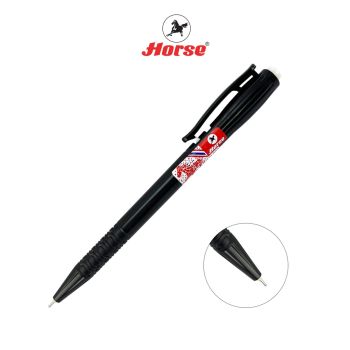 Horse (ตราม้า) ปากกาลูกลื่น แบบกด  0.7 mm.  ตราม้า H-902 ด้ามสีทึบ จำนวน 1 ด้าม - สีดำ